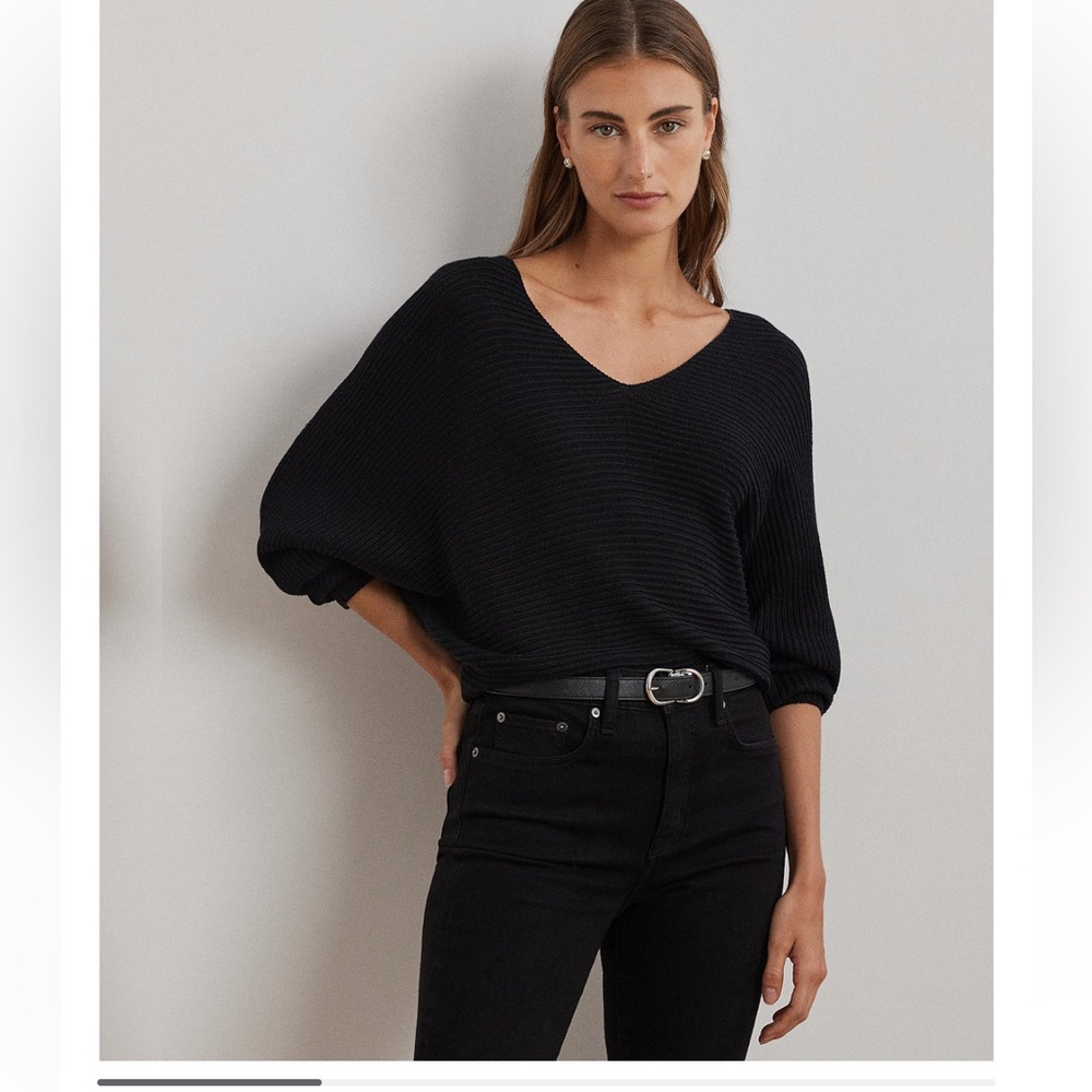 Lauren Ralph Lauren Women's Rib-Knit Dolman-Sleeve Sweater, size M